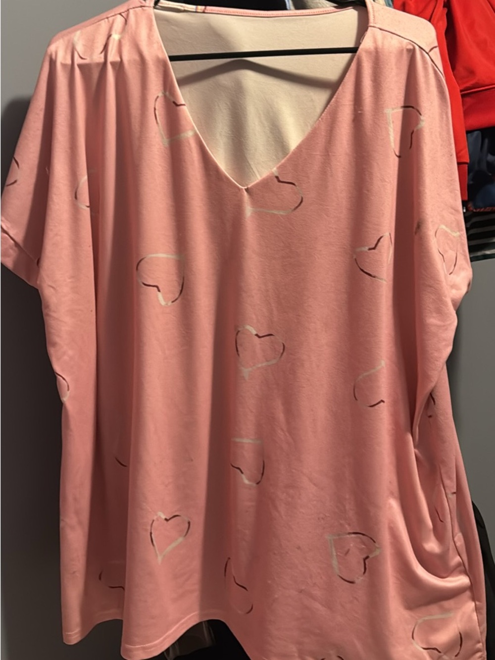Beautiful heart patterned light pink blouse